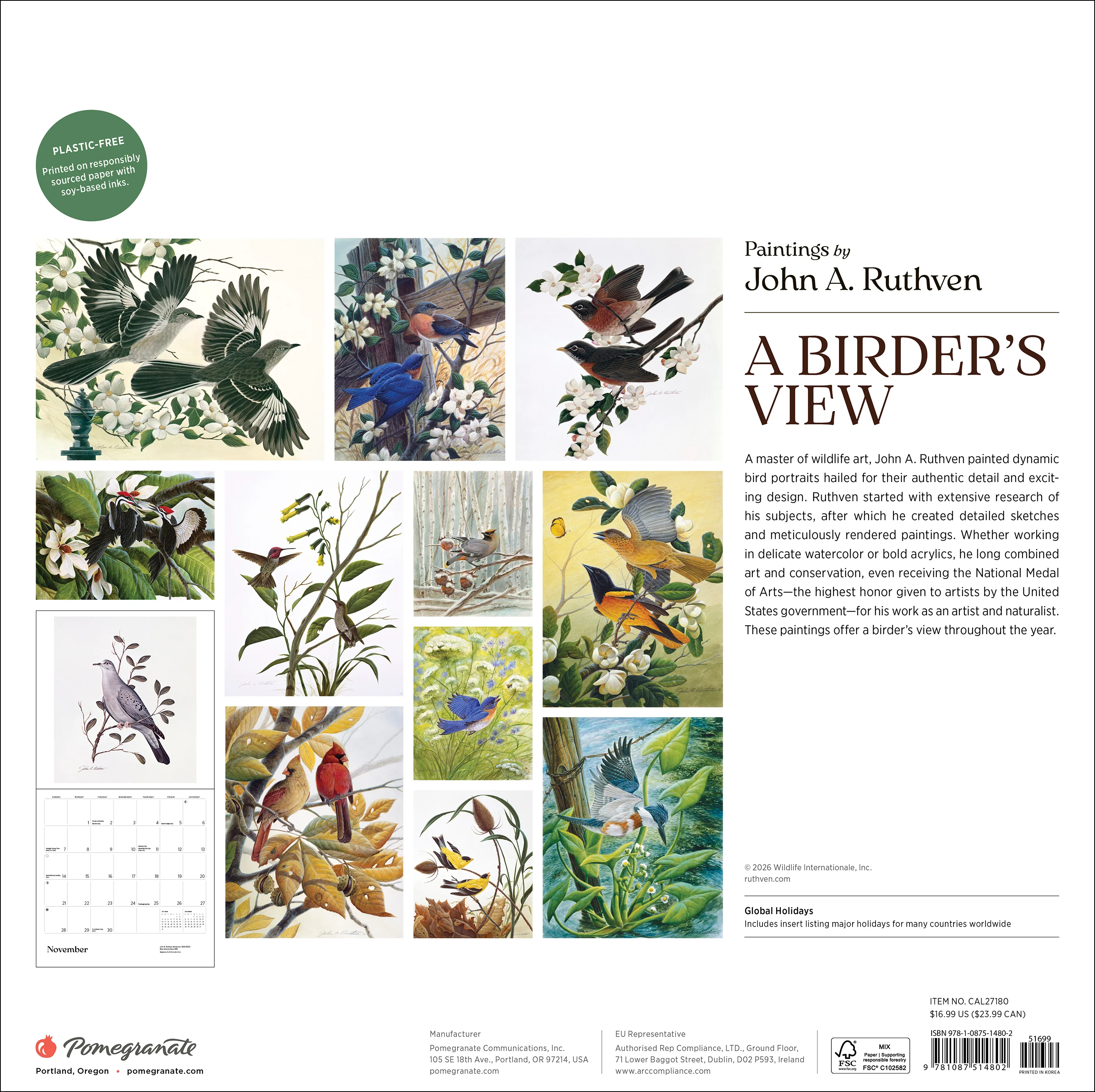A Birder's View: Paintings by John A. Ruthven 2027 Wall Calendar - Image 7