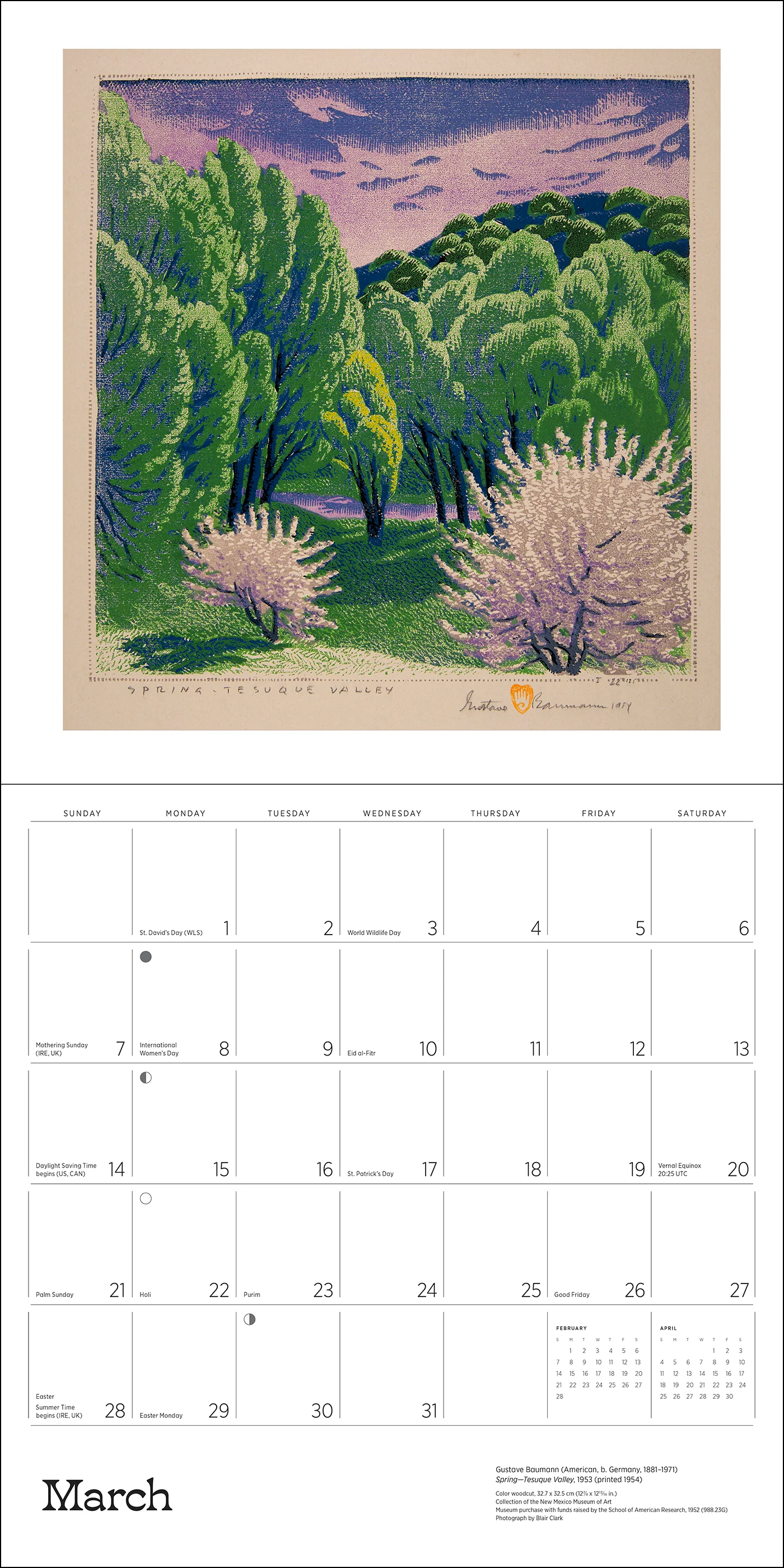 A Small, Untroubled World: The Art of Gustave Baumann 2027 Wall Calendar - Image 7