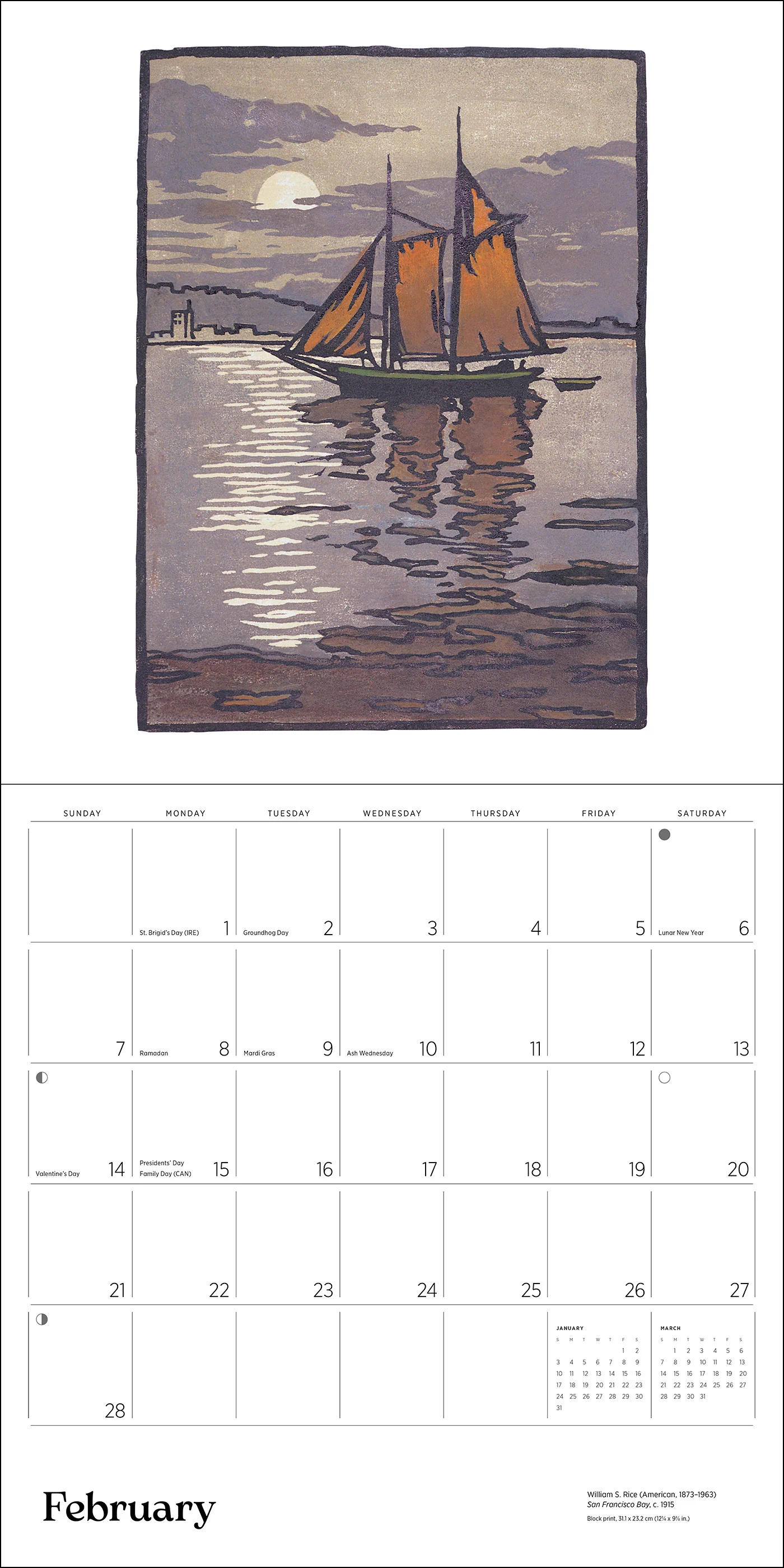 Arts & Crafts Block Prints by William S. Rice 2027 Wall Calendar - Image 4