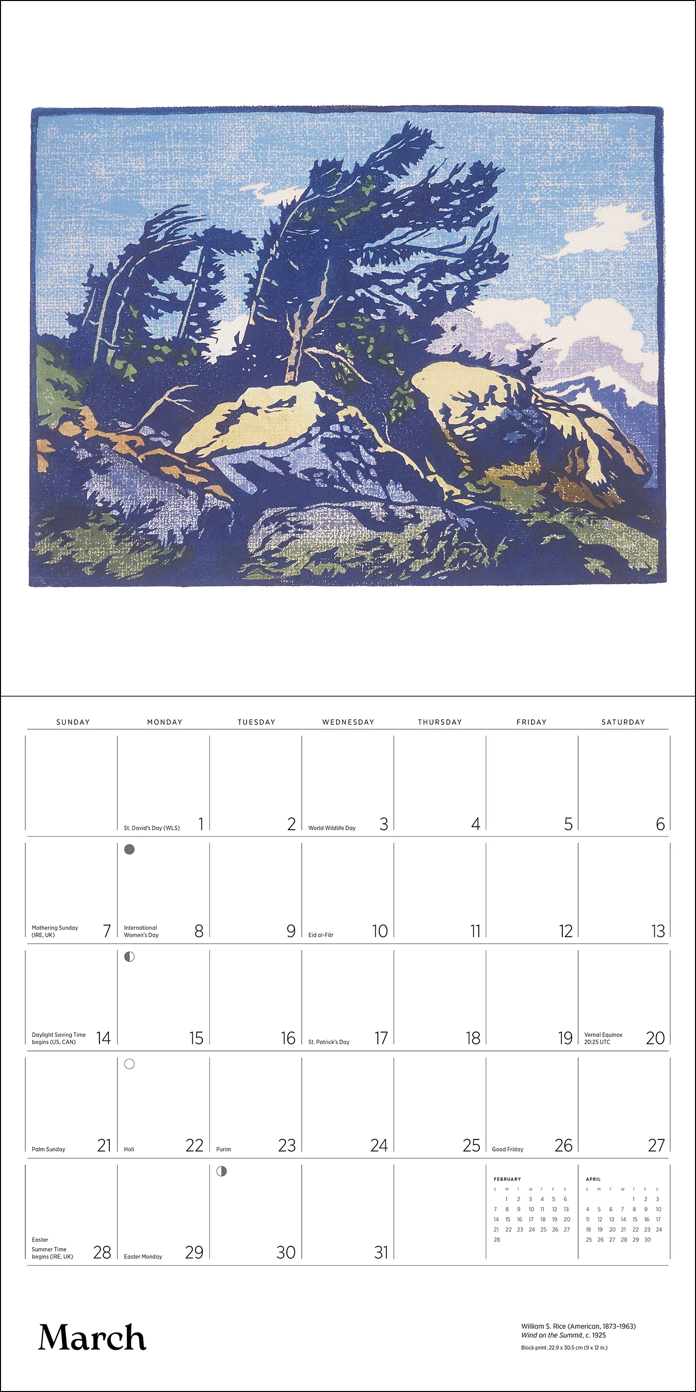 Arts & Crafts Block Prints by William S. Rice 2027 Wall Calendar - Image 5