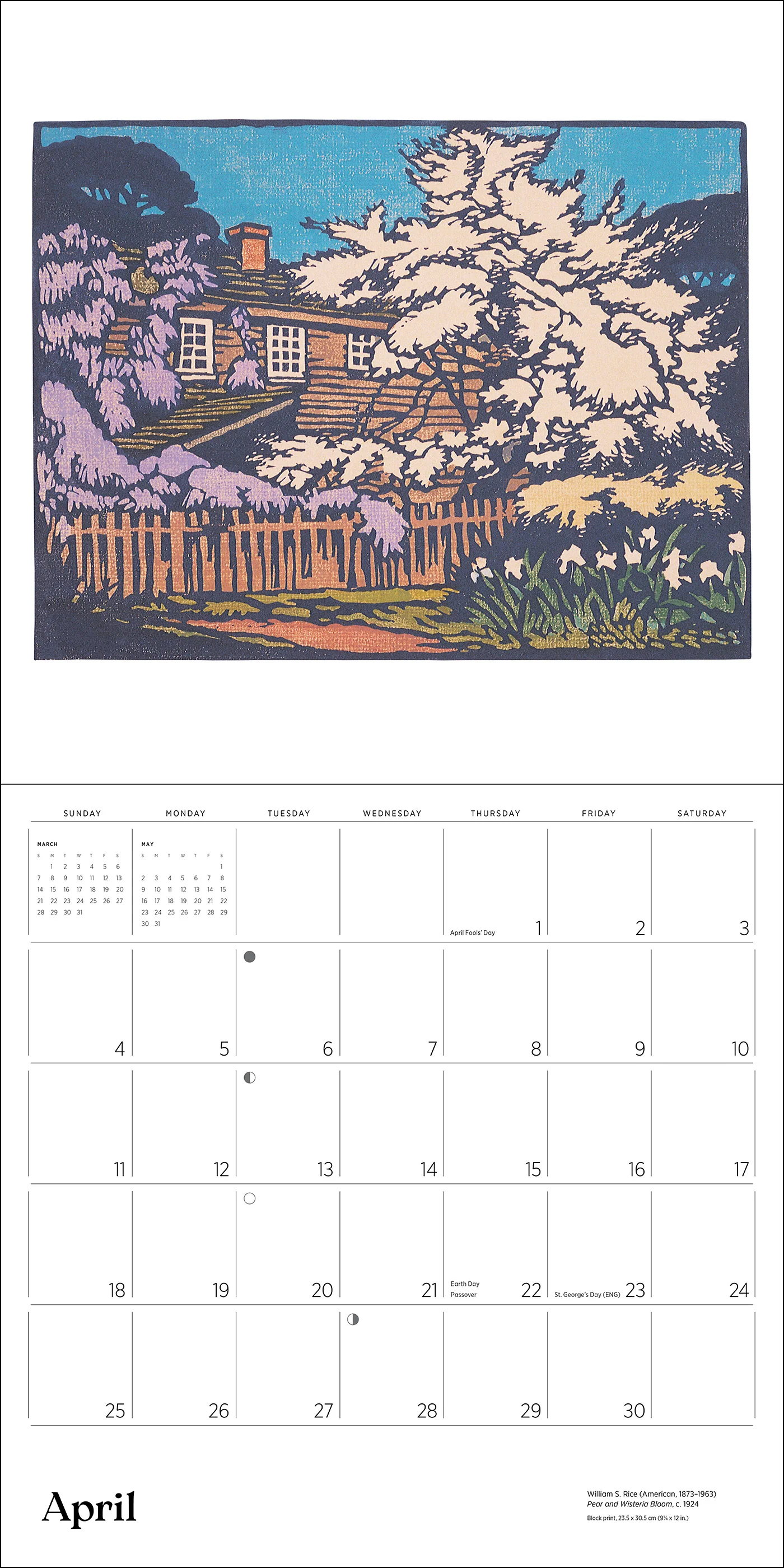 Arts & Crafts Block Prints by William S. Rice 2027 Wall Calendar - Image 6