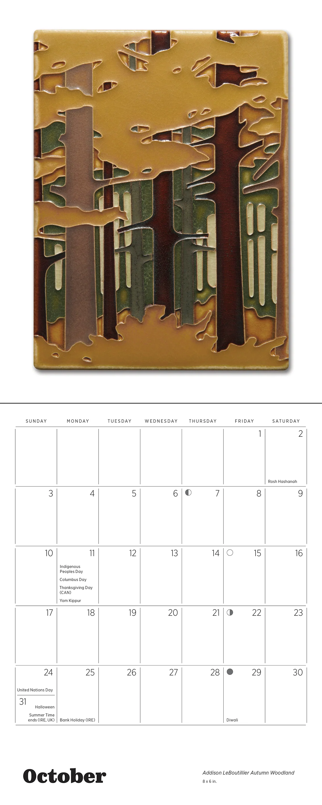 Arts & Crafts Tiles: Made by Motawi Tileworks 2027 Mini Wall Calendar - Image 4