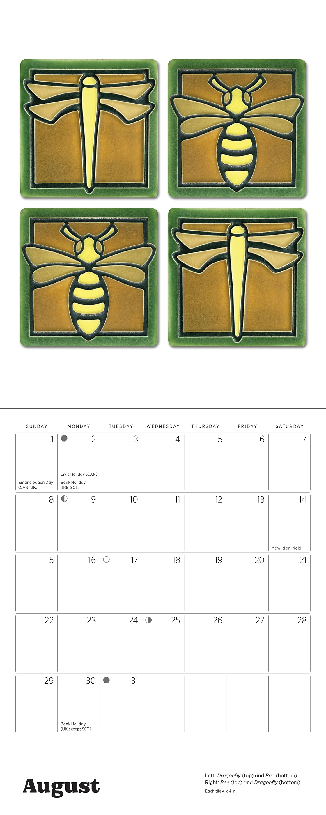 Arts & Crafts Tiles: Made by Motawi Tileworks 2027 Mini Wall Calendar - Image 7