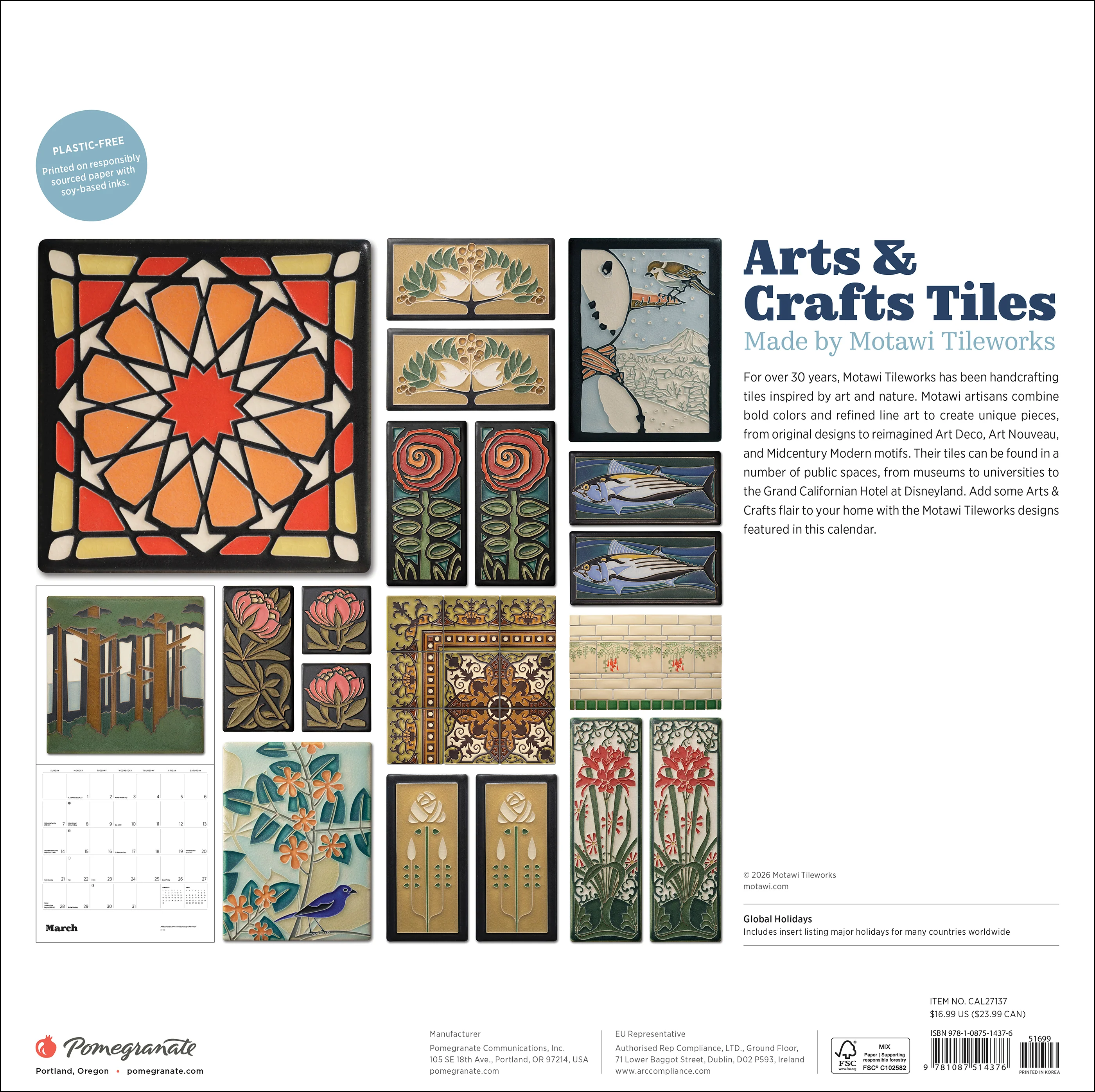 Arts & Crafts Tiles: Made by Motawi Tileworks 2027 Wall Calendar - Image 8