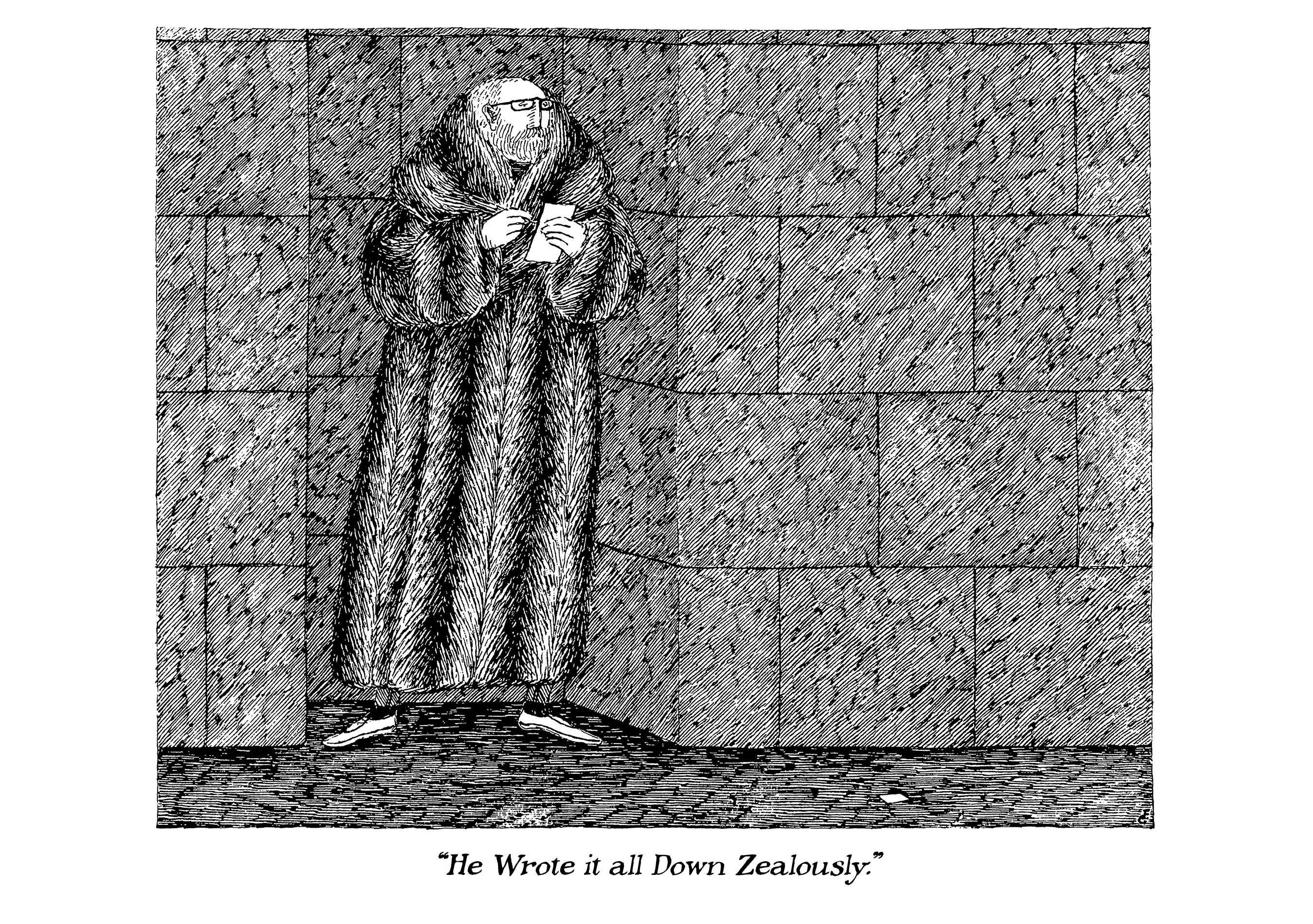 Edward Gorey: He Wrote it all Down Zealously Notecard