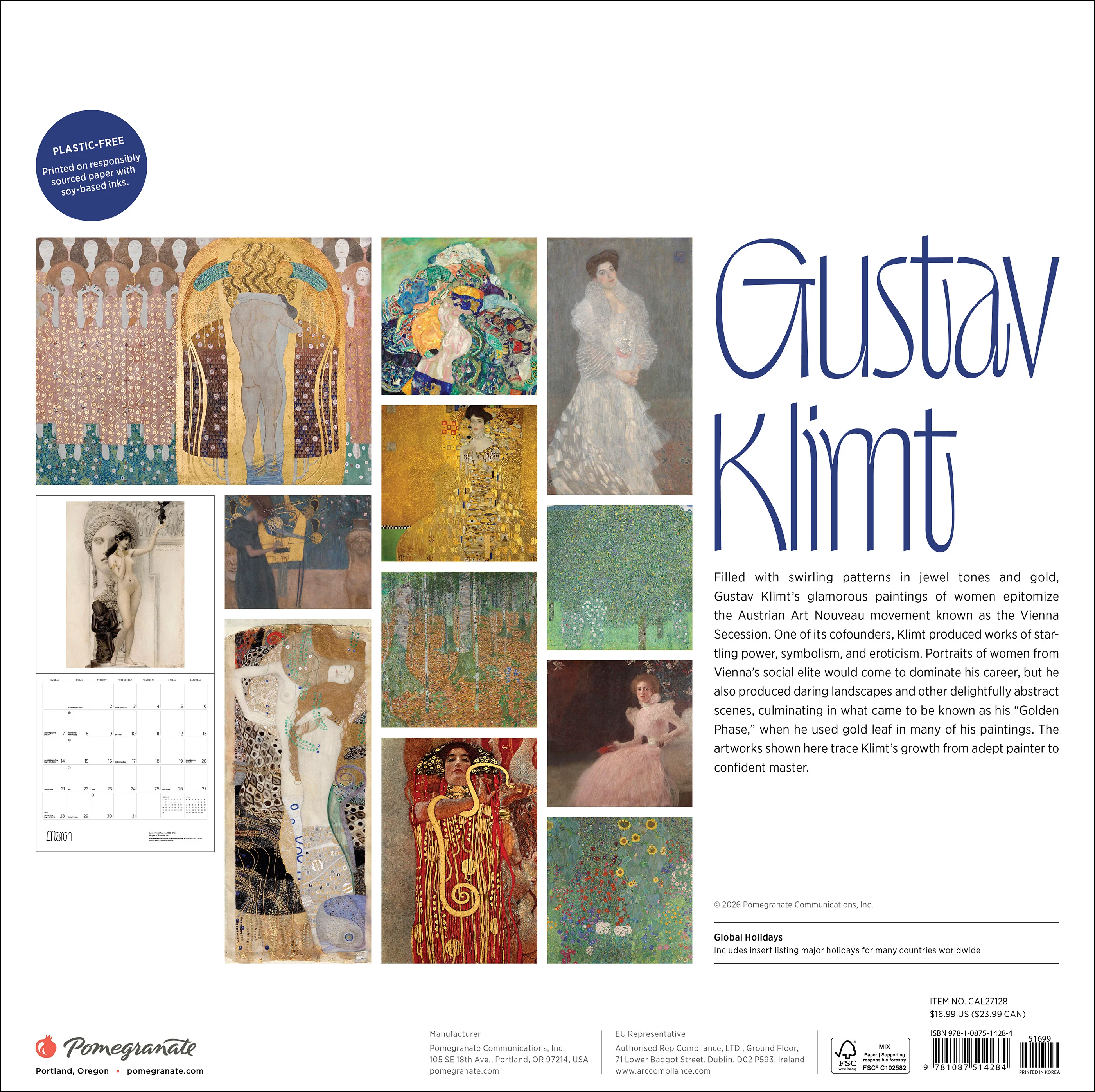 Gustav Klimt 2027 Wall Calendar - Image 8