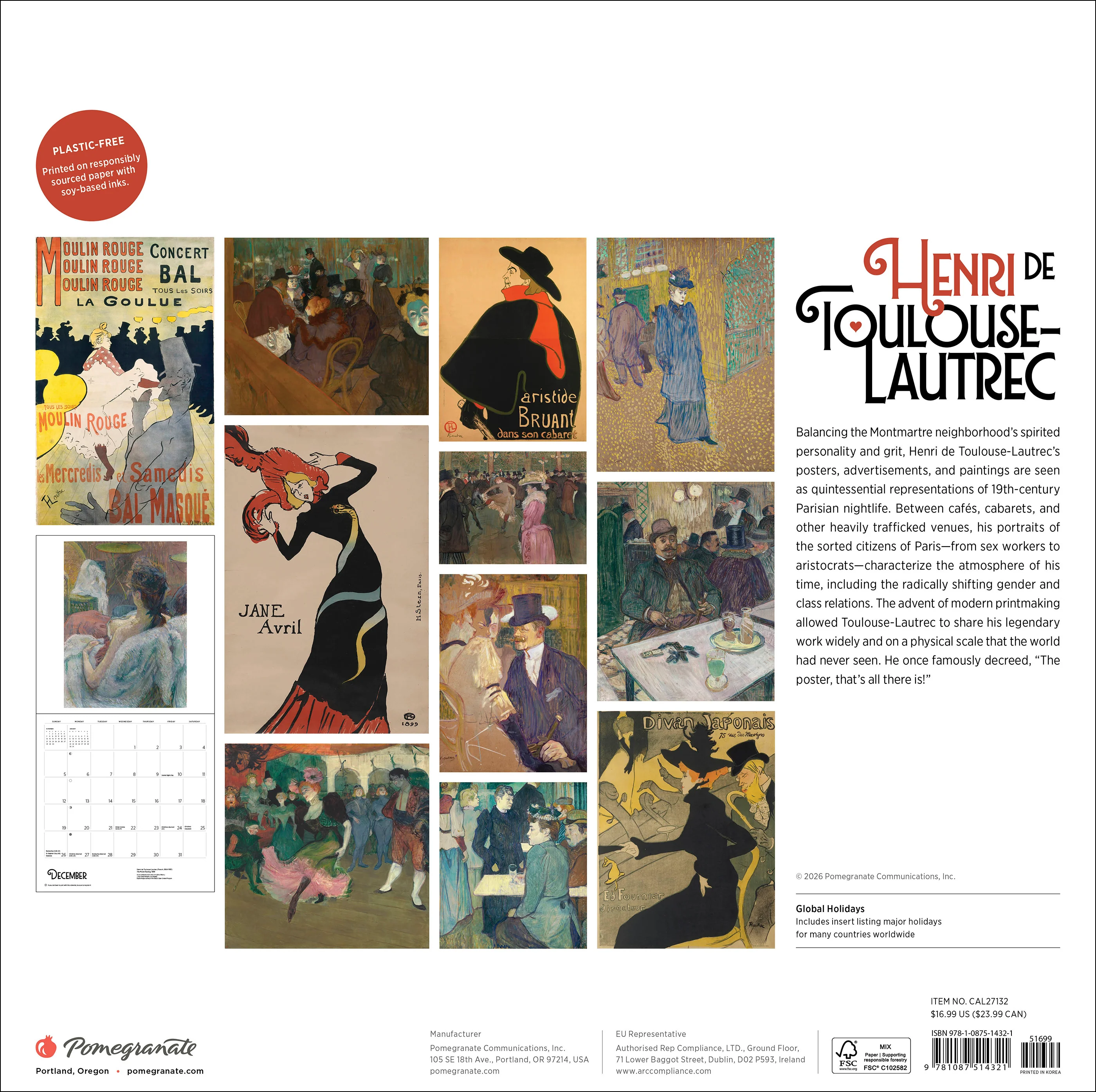 Henri de Toulouse-Lautrec 2027 Wall Calendar - Image 8