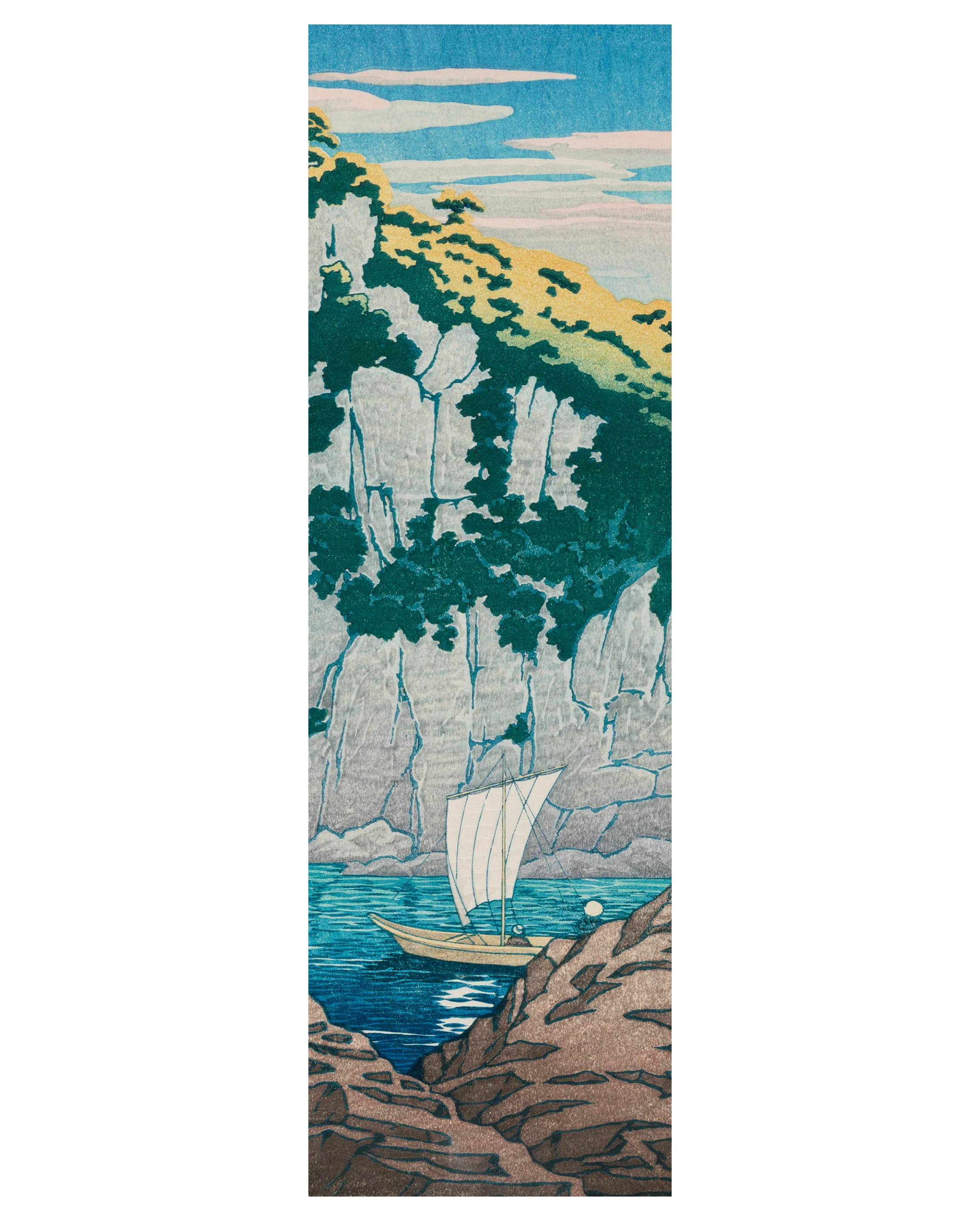 Kawase Hasui: Horai Rock, Kiso River Bookmark