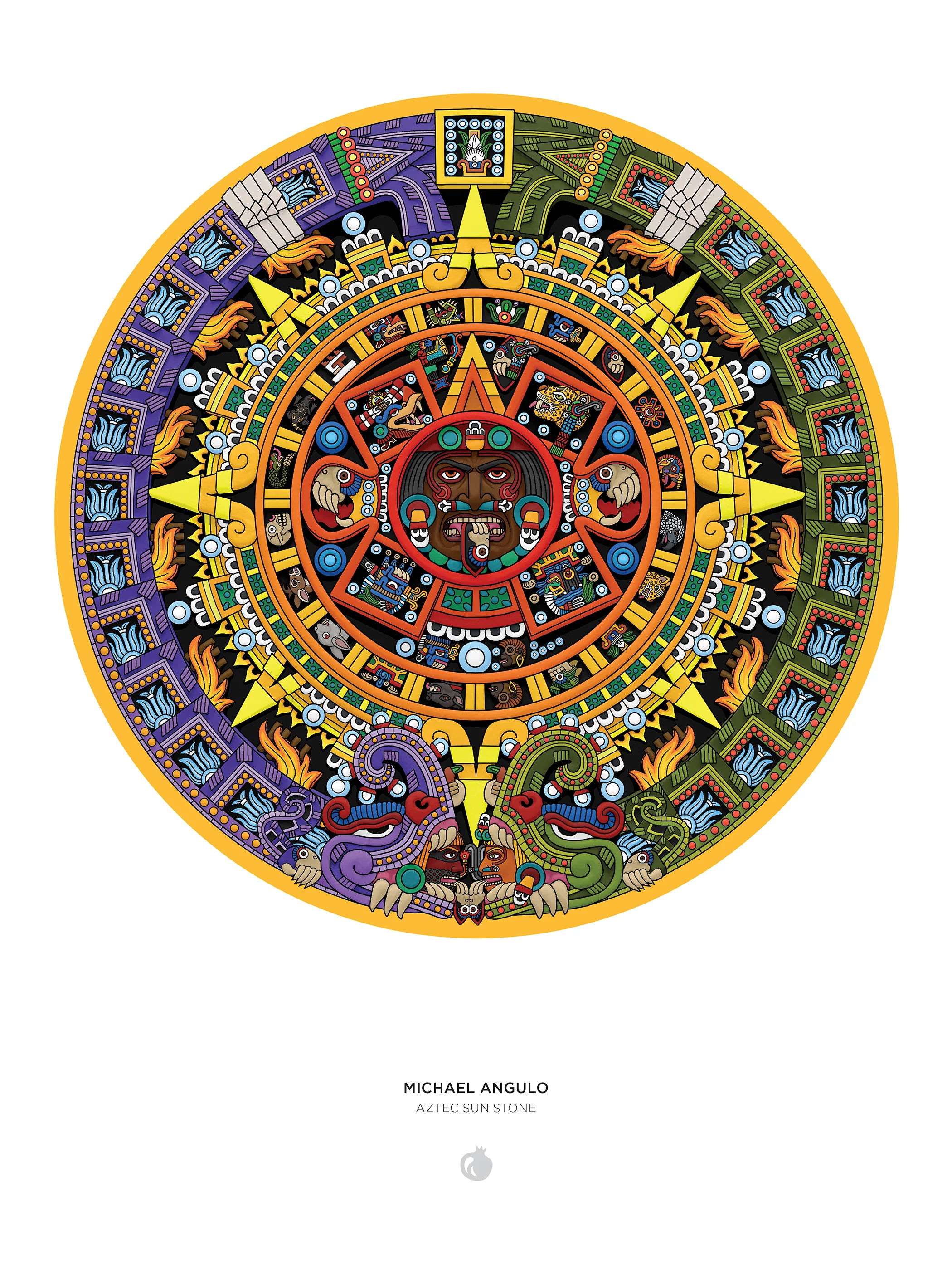 Michael Angulo: Aztec Sun Stone 1000-Piece Circular Jigsaw Puzzle - Image 3