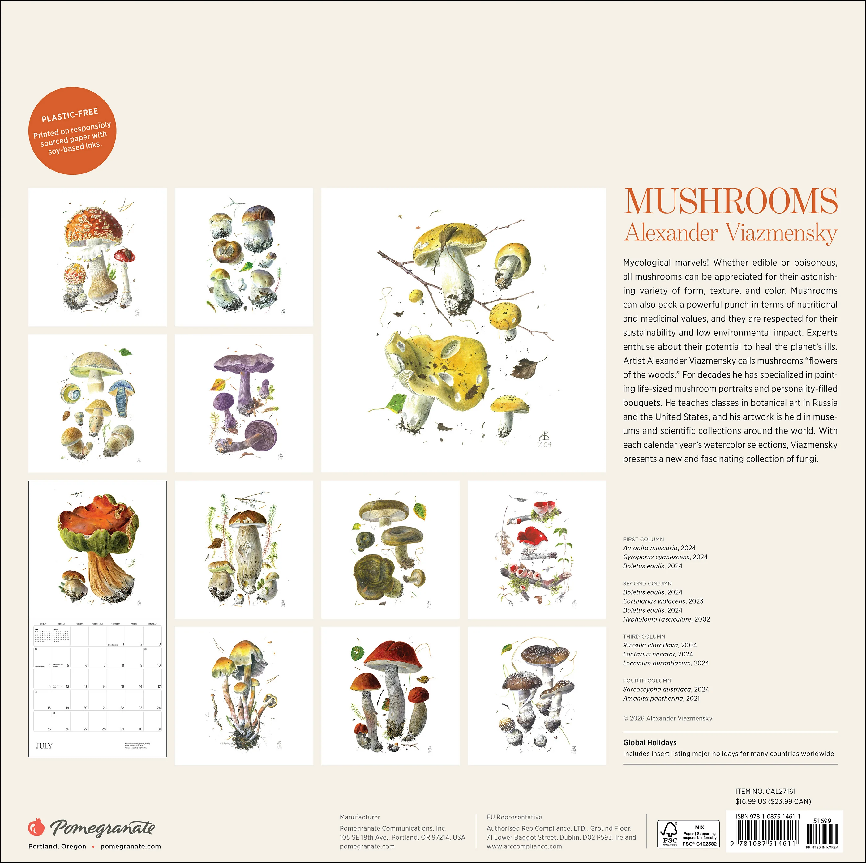 Mushrooms: Alexander Viazmensky 2027 Wall Calendar - Image 7
