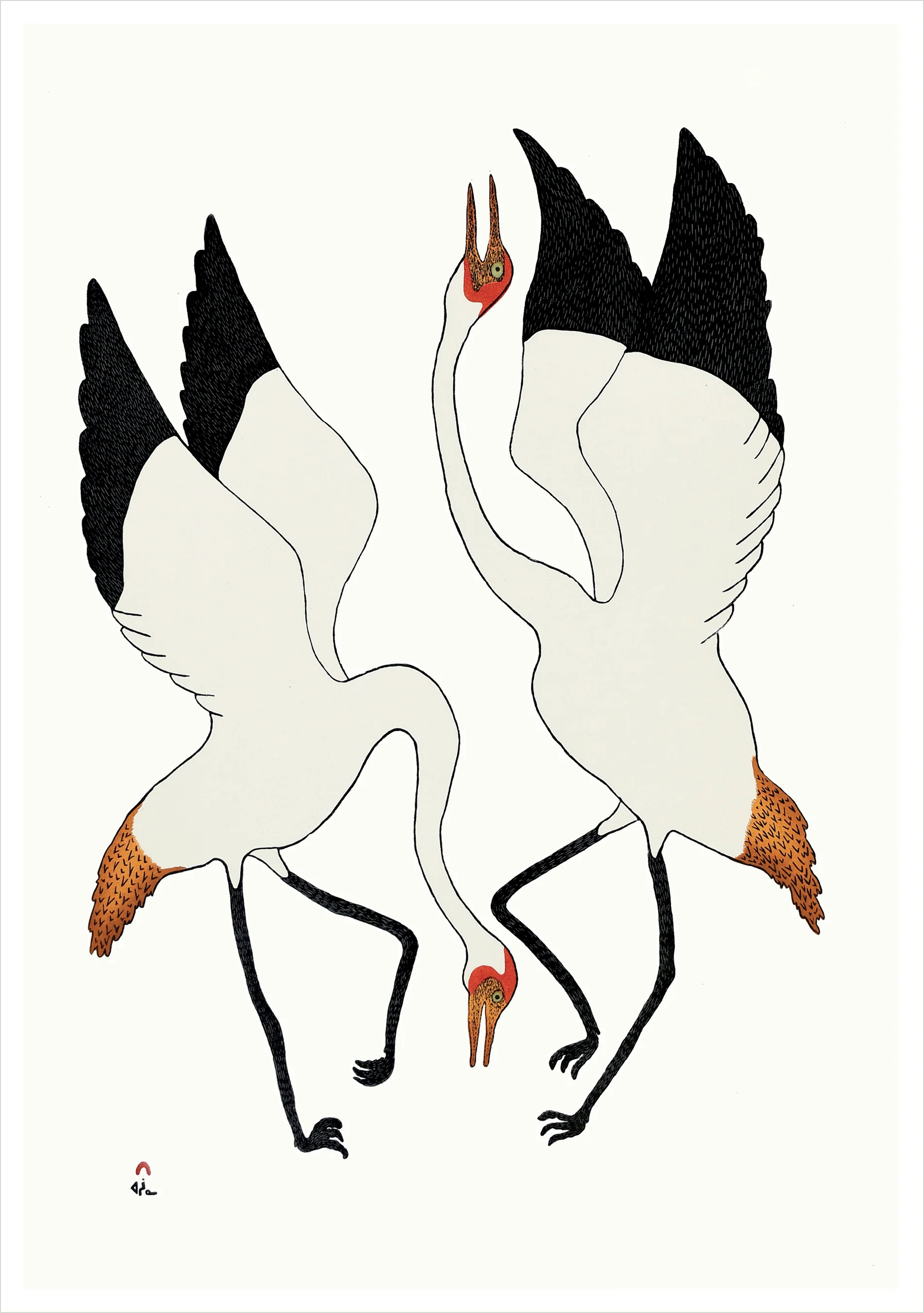 Quvianaqtuk Pudlat: Dancing Cranes Birthday Card
