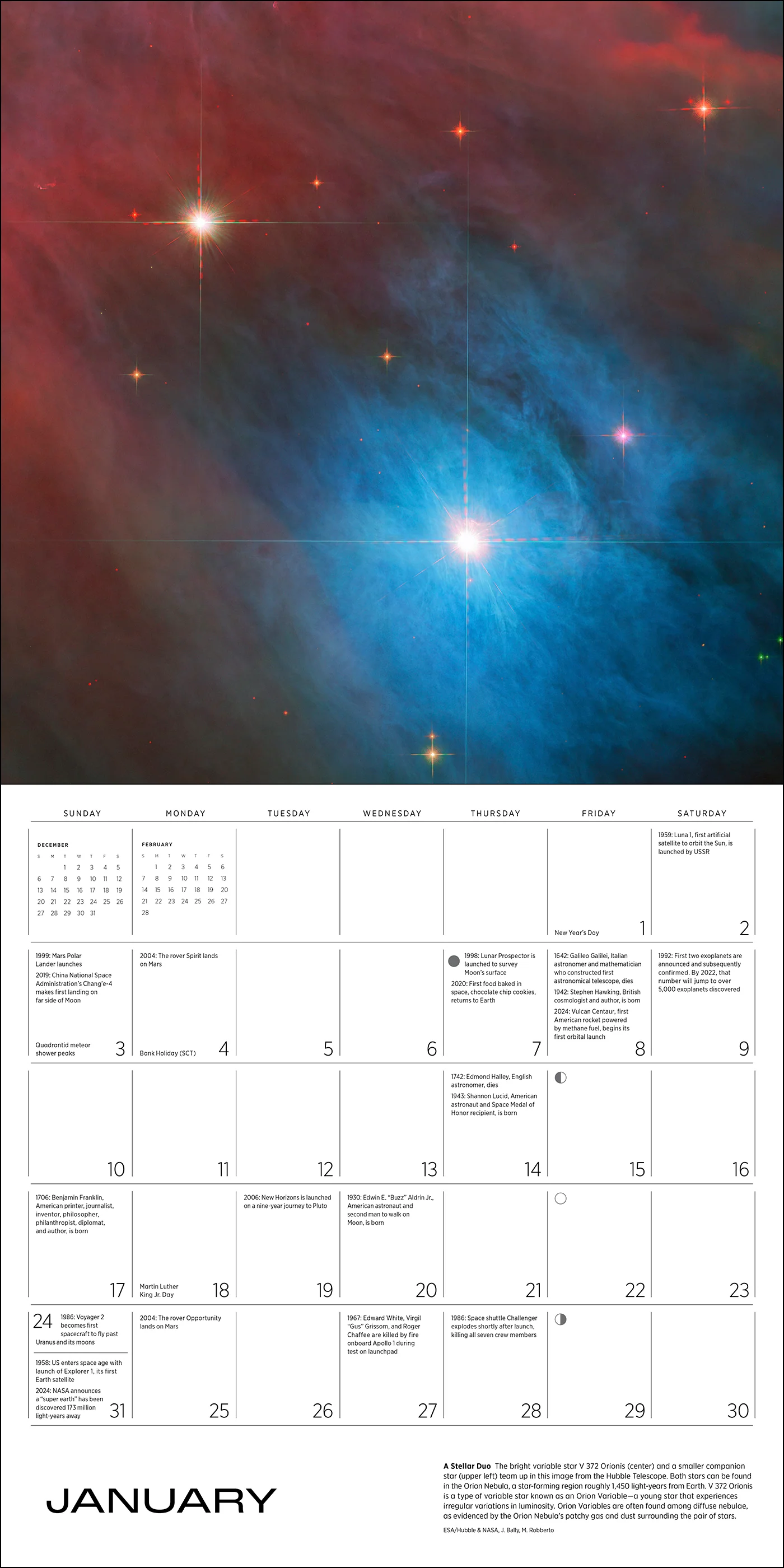 Space: Views from the Hubble and James Webb Telescopes 2027 Wall Calendar - Image 2